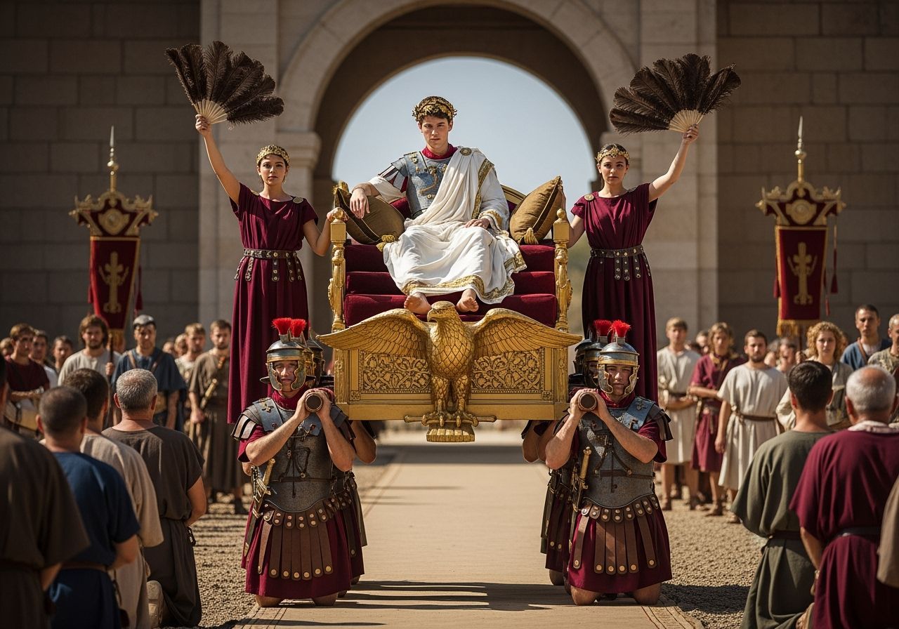 Opulent Roman Emperor on Golden Eagle Litter