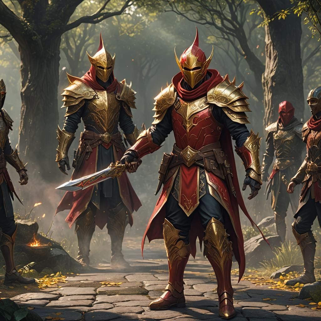 Armored Elf Knight in a Fantasy Battle Scene