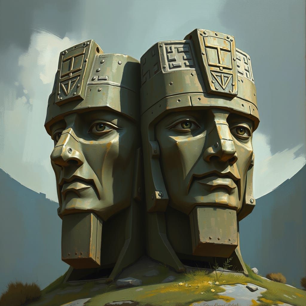 Detailed Matte Painting of Olmec Stone Head