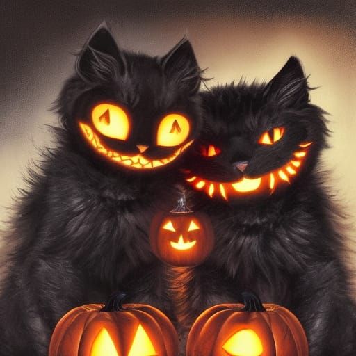2 Halloween Mischief Cats