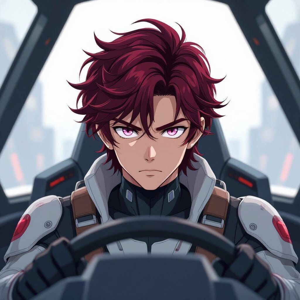 Flayon Piloting Futuristic Aircraft in Biomechanical Style