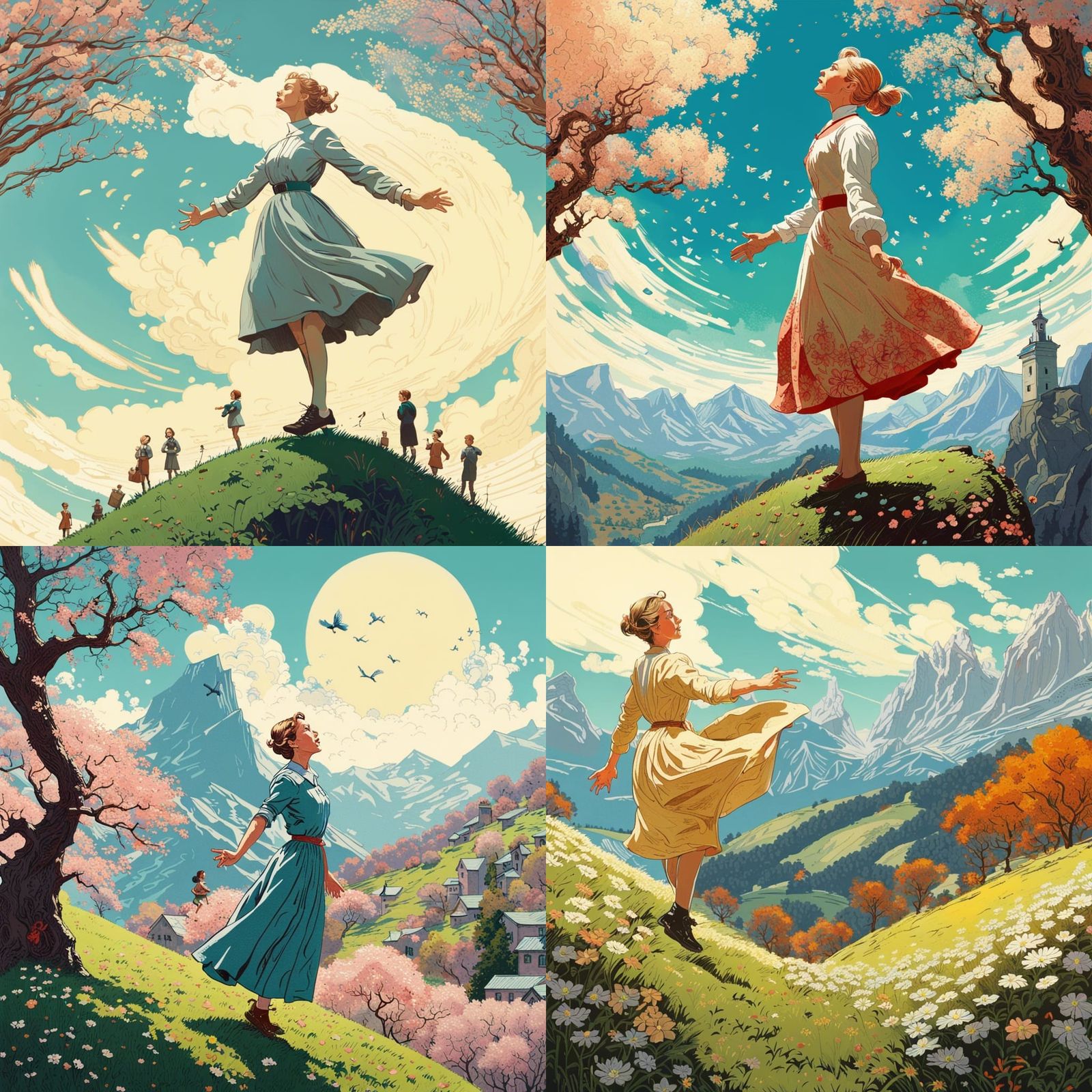 Woman Singing in Spring Hill: Dreamy Lofi Portrait