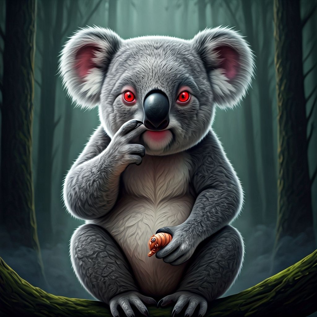 Naughty Koala Picking Nose in Haunted Forest