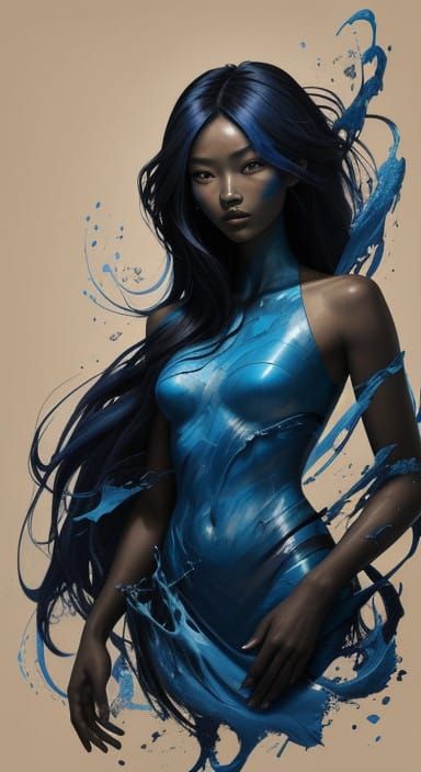 Electric Blue Goddess in Impasto Vortex