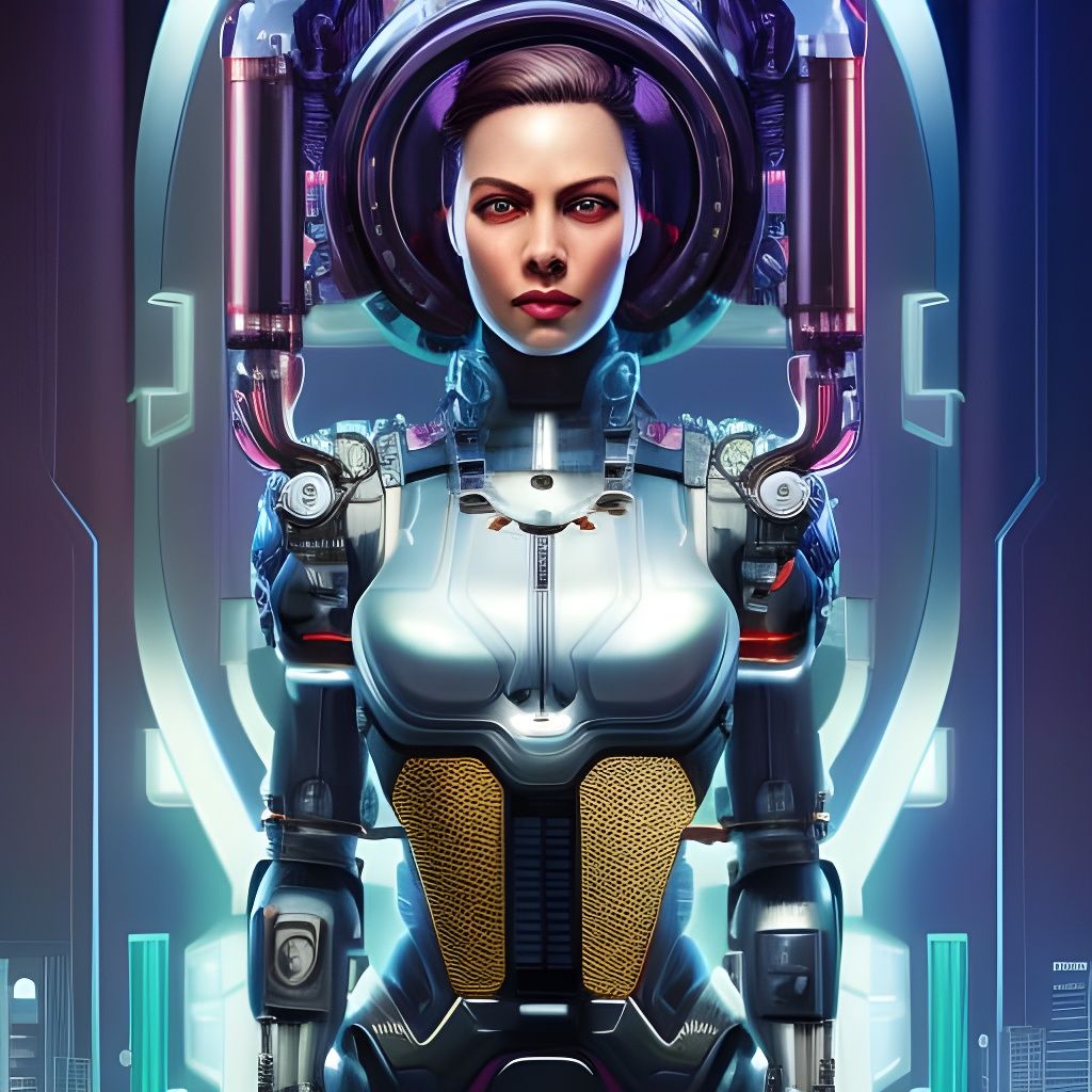 Cybernetic Scientist Portrait in Cyberpunk Style