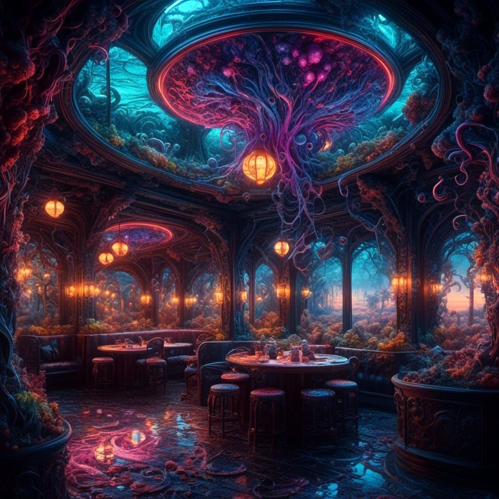 Miniature Neon Cafe for Tentacled Slime Aliens