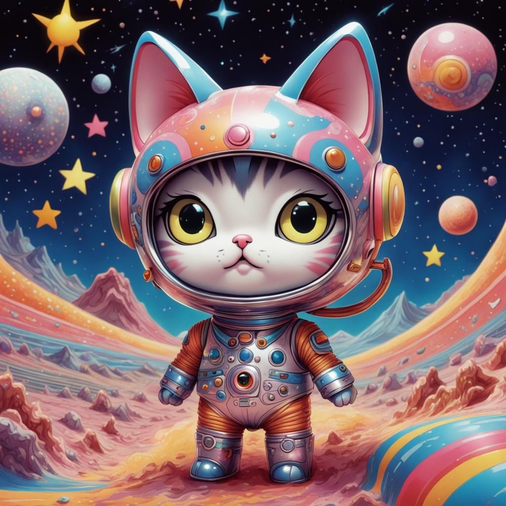Psychedelic Space Cat with Micropop Elements