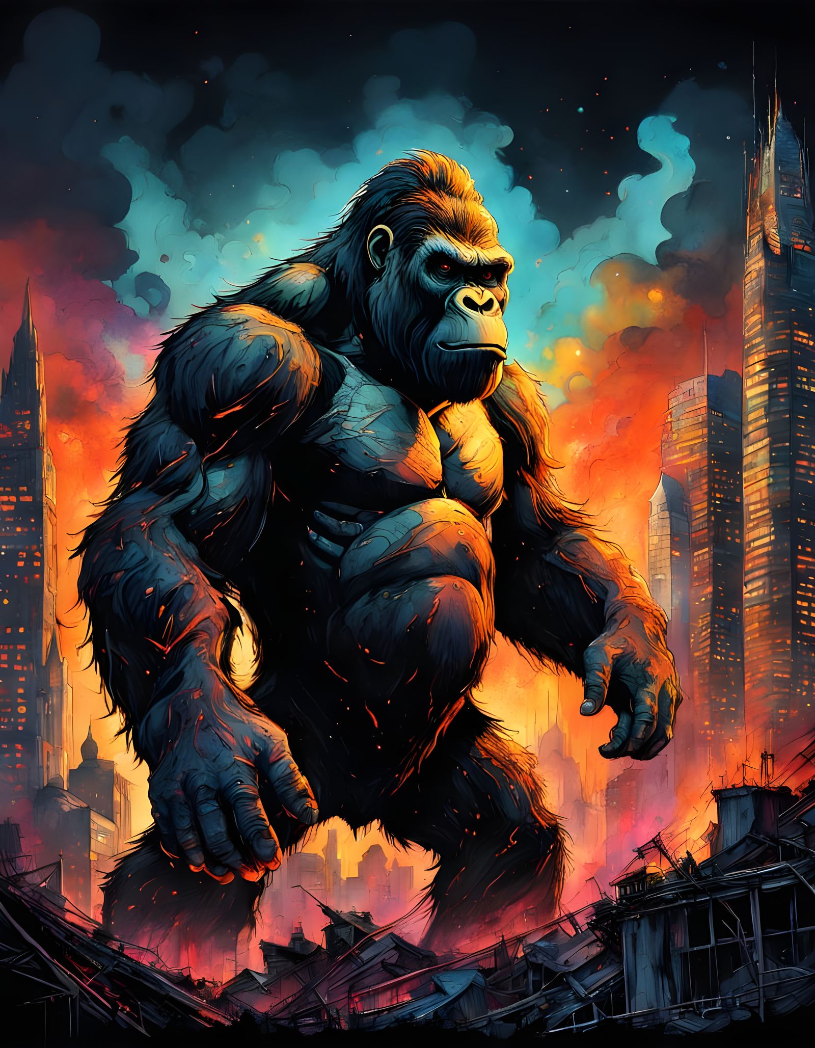 Hyperrealistic Post-Apocalyptic King Kong Rampages Through L...