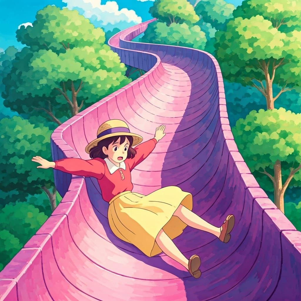 Shizuku Tsukishima Slides in Ghibli Watercolor Style