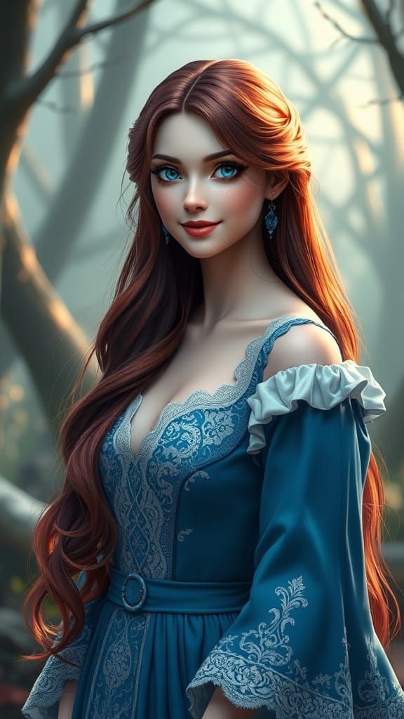 Elegant Fantasy Maiden in Whimsical Anime Style