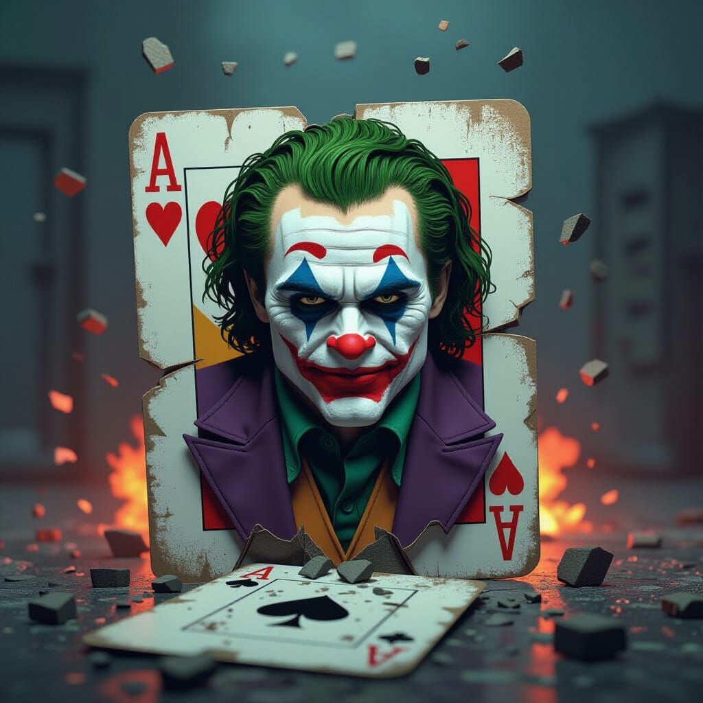 Heath Ledger Joker Emerges From Shattered Card