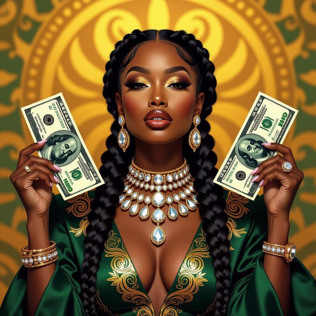 Opulent Afrofuturist Portrait of Confident Black Woman