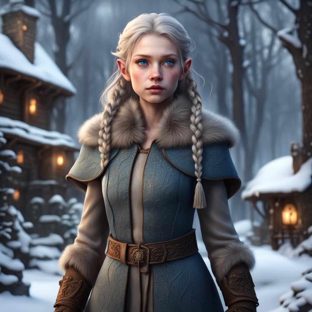 Toddler Elf in Winter Coat: Fantasy Art