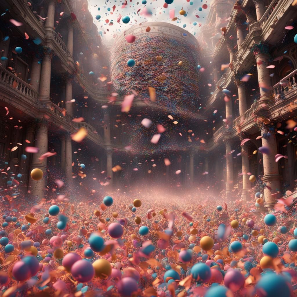 Epic War Scene with Confetti Bomb