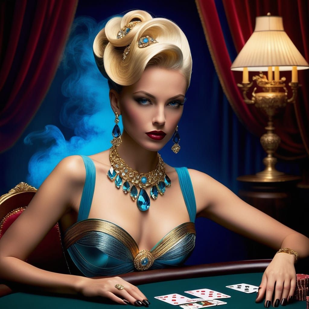 Confident Poker Player in Vintage Poster Art Style
