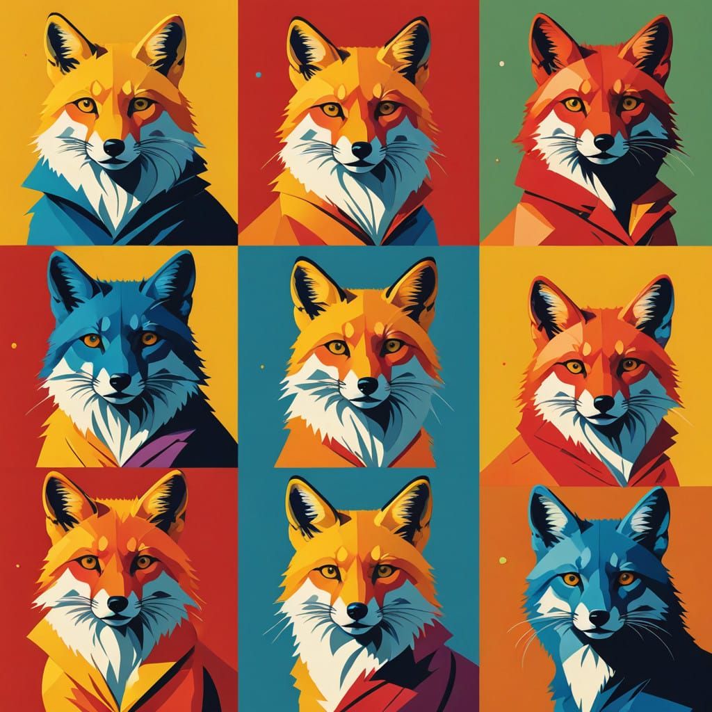 Electric Foxes in Bold Pop-Art Style