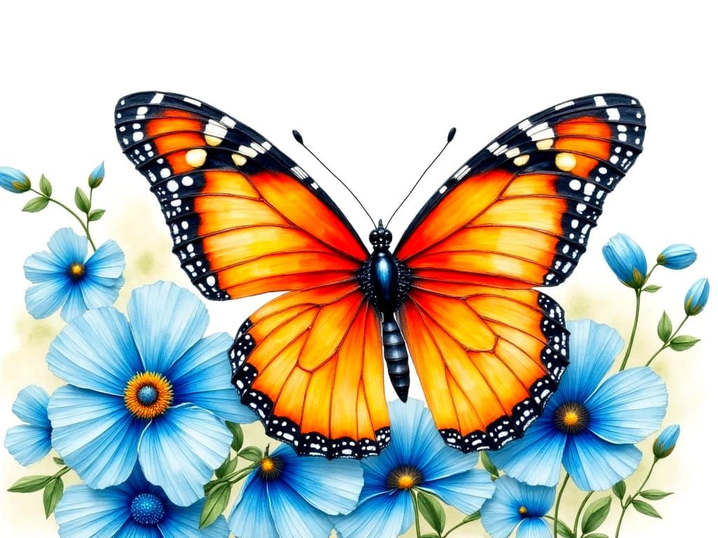 Ember Wings in the Azure Bloom