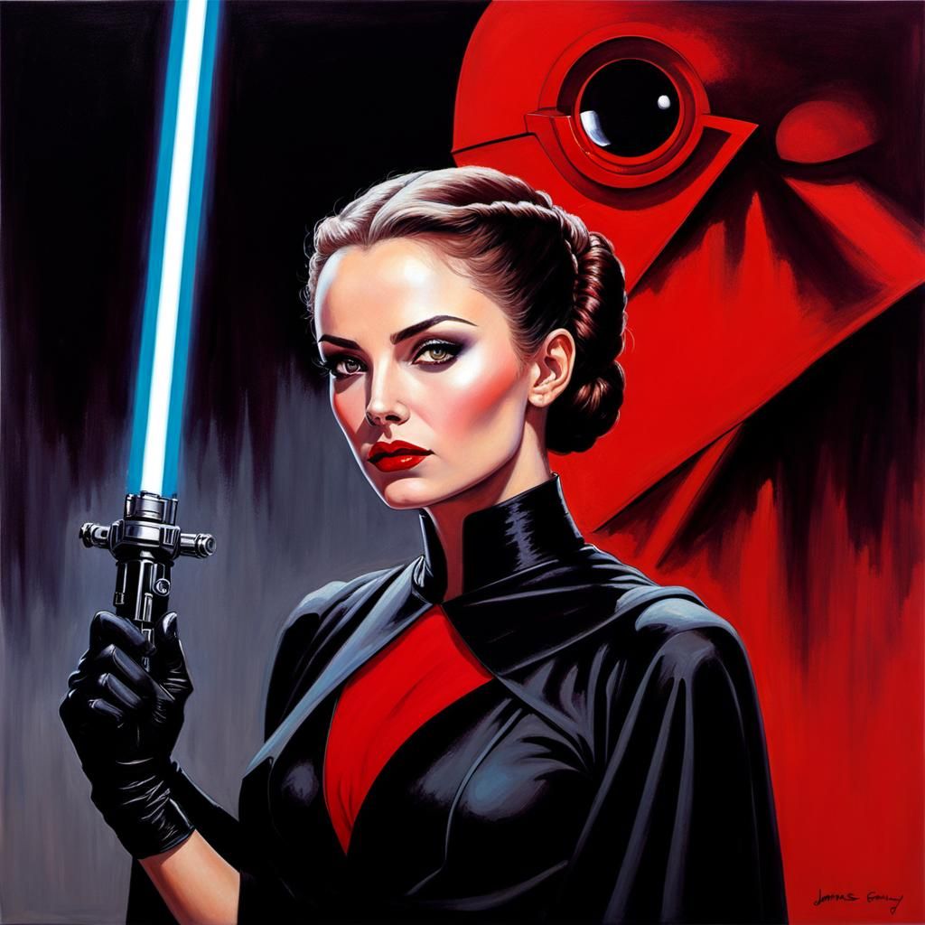 Megzieboo @Megzieboo
Darth Padme Amidala black jedi robes black and red lipstick a red dot on each cheek sith eyes black...