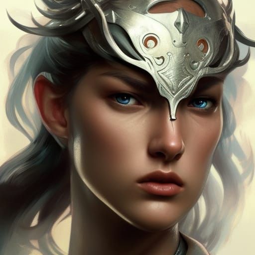 Warrior with Silver Blade: Hyperdetailed Concept Art