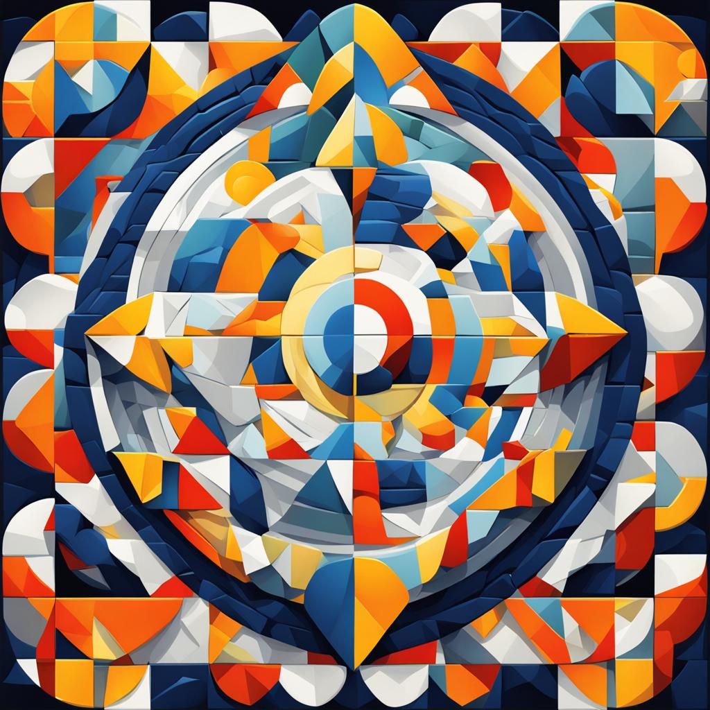 Cubist Moon Quilt in Geometric Art Deco Style