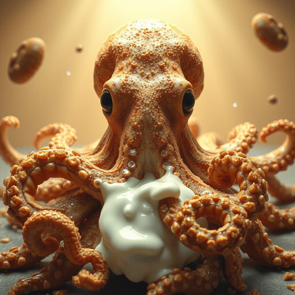 Hyperrealistic Octopus in Golden Light