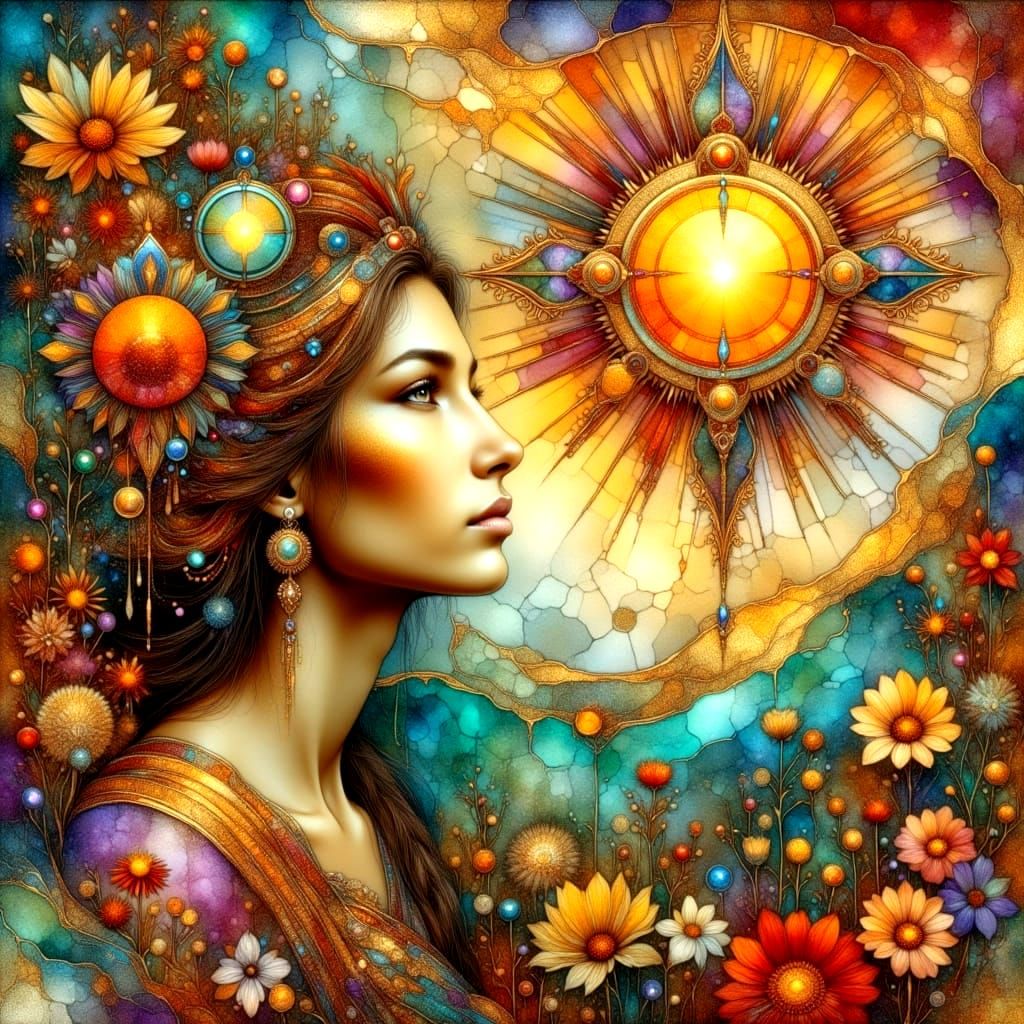 Vibrant Sunshine Drenched in Crinkled Metallics