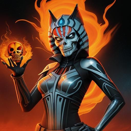 Ahsoka as Ghost Rider: Cosmic Astral Illustration