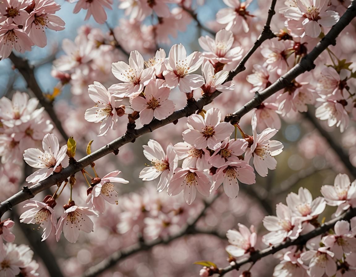 Cherry Blossom Petals in Gentle Breeze: Macro Photography