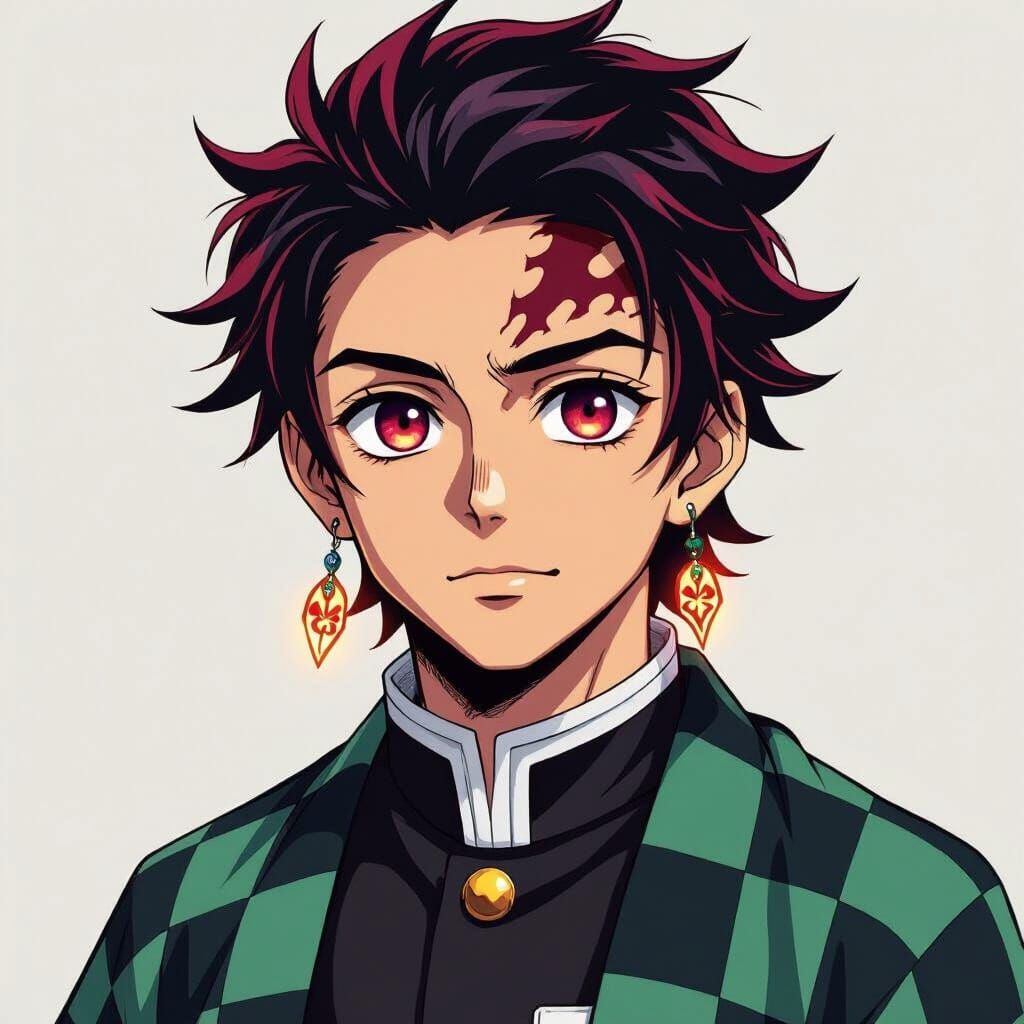 Demon Slayer Character Concept Art with Flame Scar