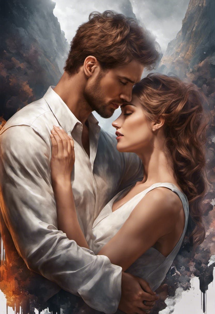 Romantic Embrace: Photorealistic Watercolor Masterpiece