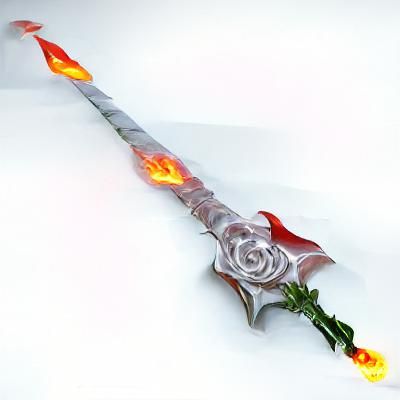 Flaming Sword with Rose Hilt