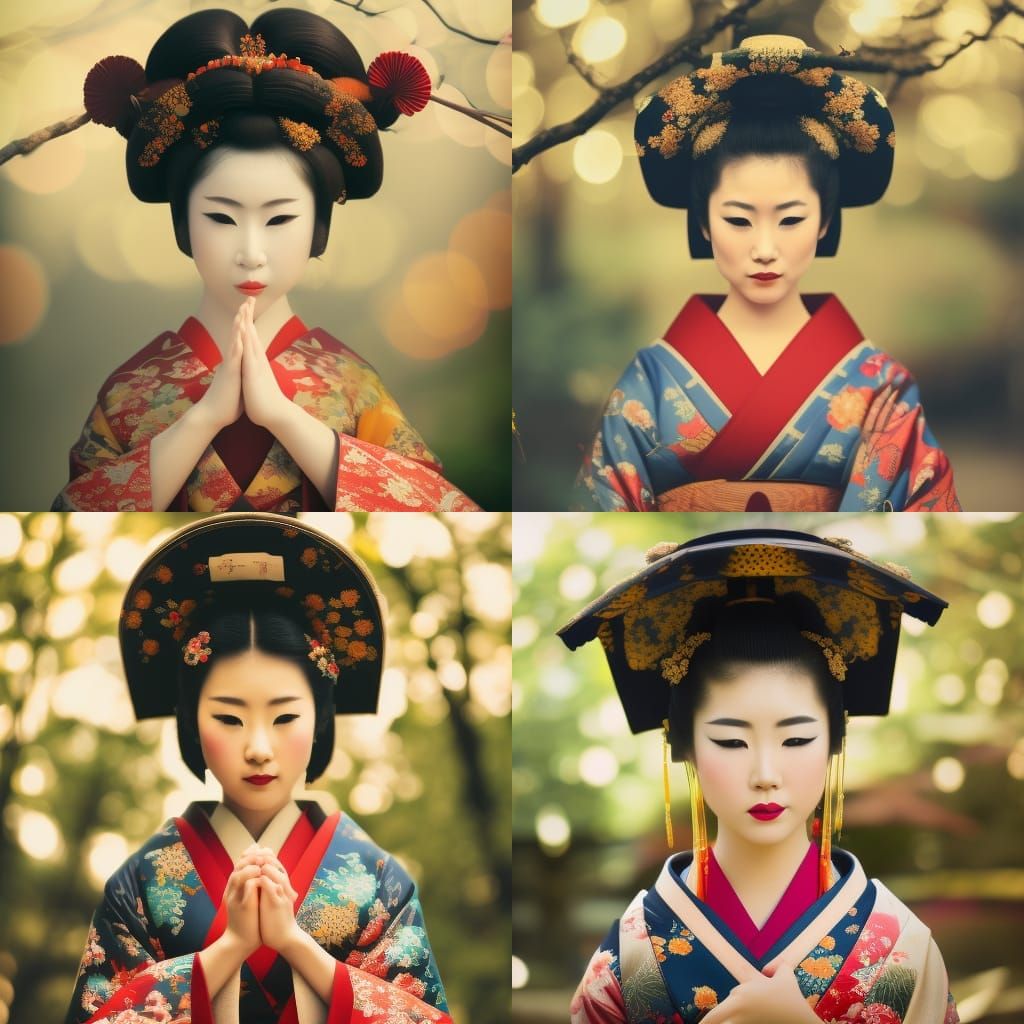Beautiful Oiran and Geisha in Kyoto Japan