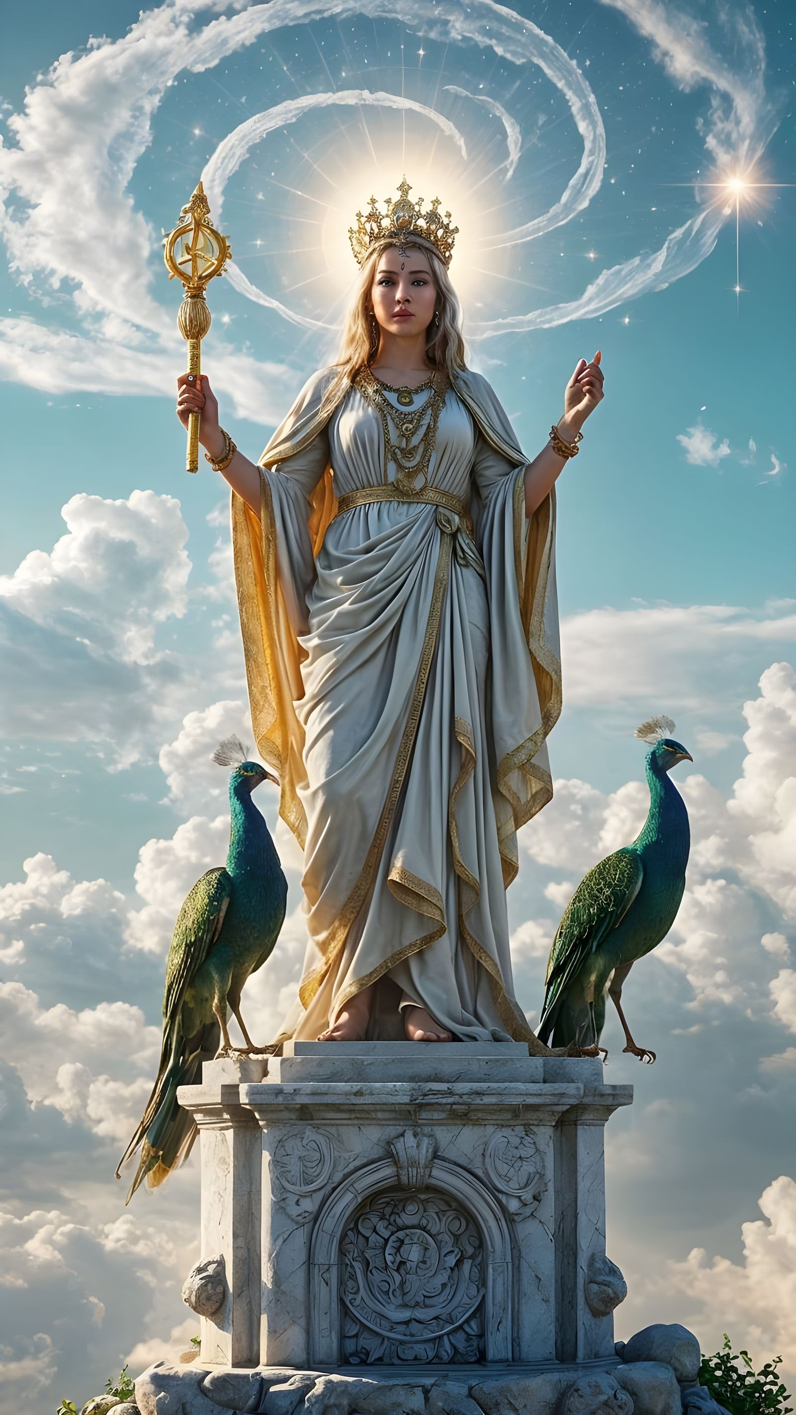 Ethereal Goddess Juno on Floating Temple