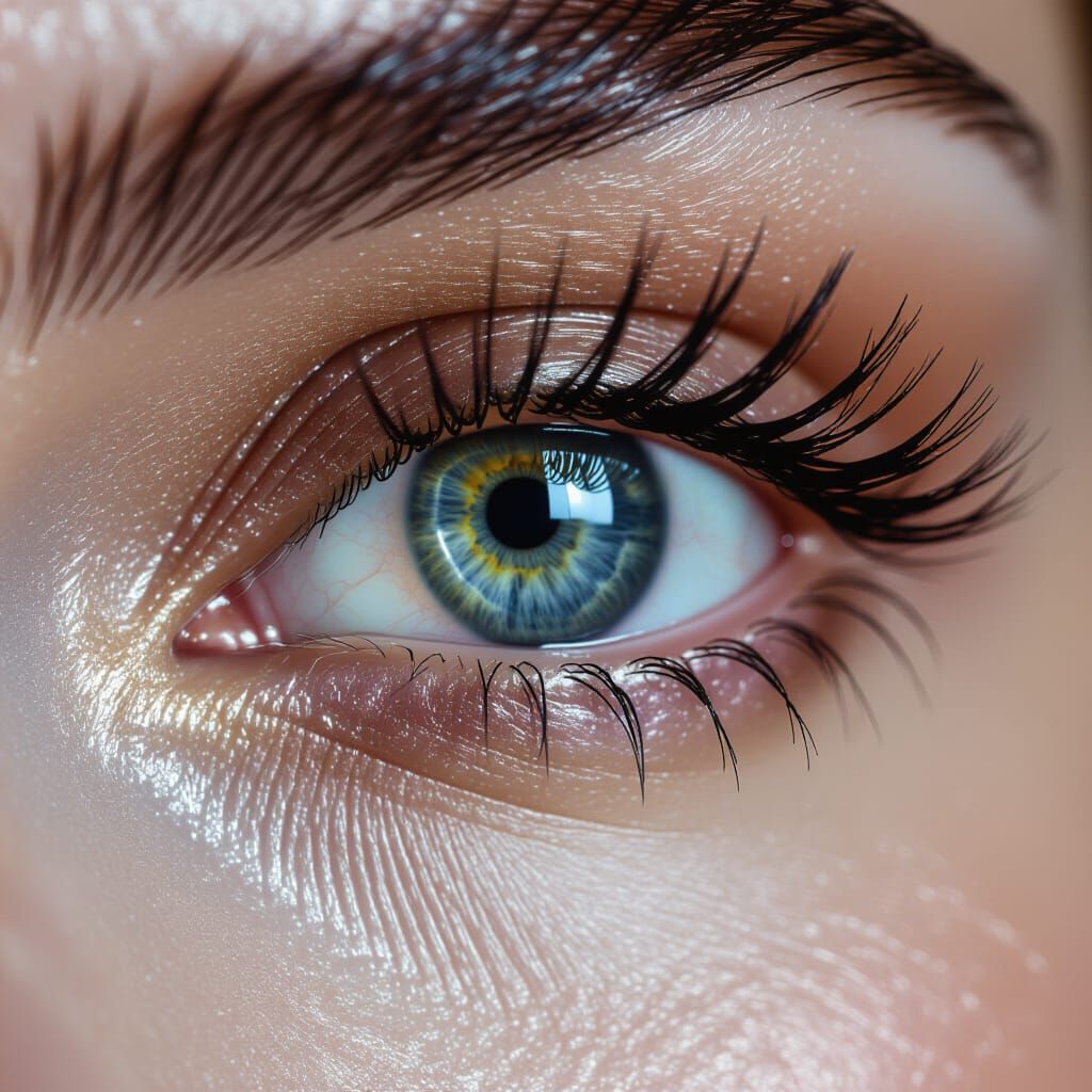 Female Eye with Fiery Reflection, Cinematic Lighting