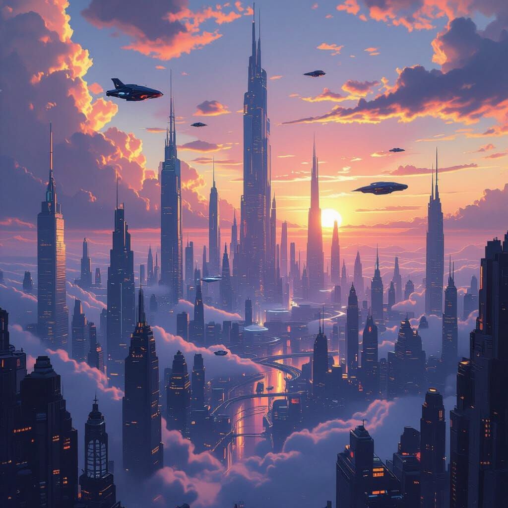 Futuristic Metropolis Concept Art with Ethereal Glow