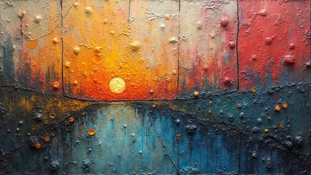 Vibrant 80s Geometric Form in Moody Sunset