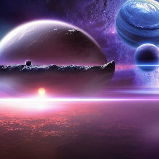 Epic Cosmic Planet in Digital Matte Painting