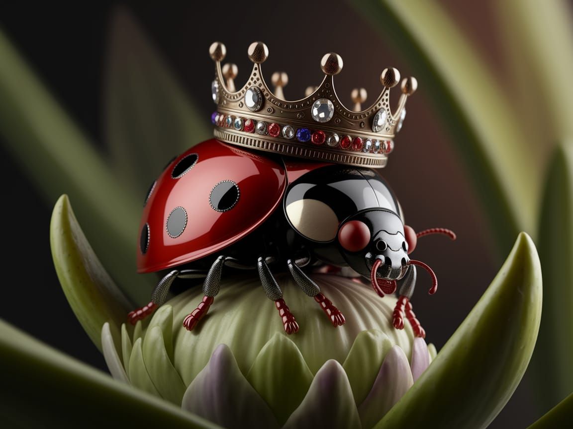 Regal Ladybug in Jewel-Toned Crown
