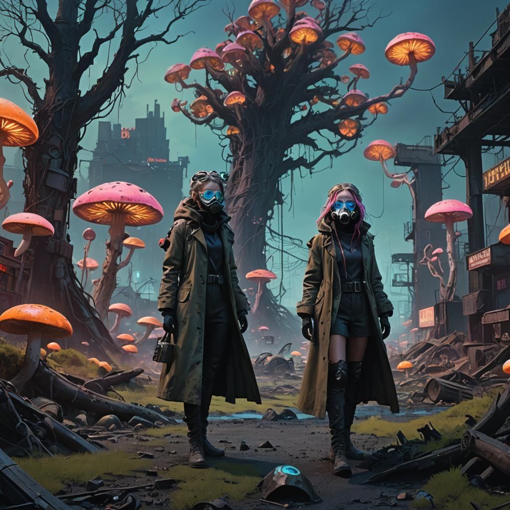 Post-Apocalyptic Princess in Wasteland Landscape