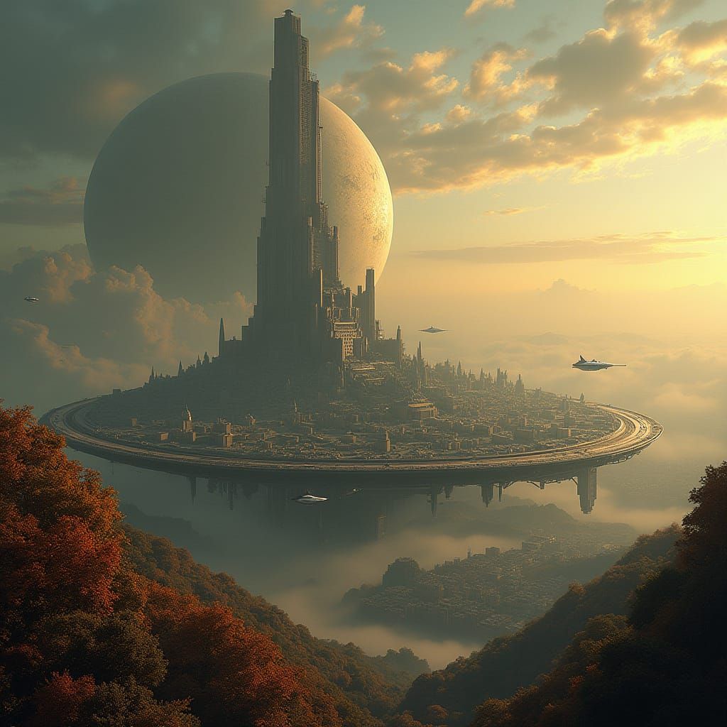 Ringworld Metropolis Orbiting Binary Star System