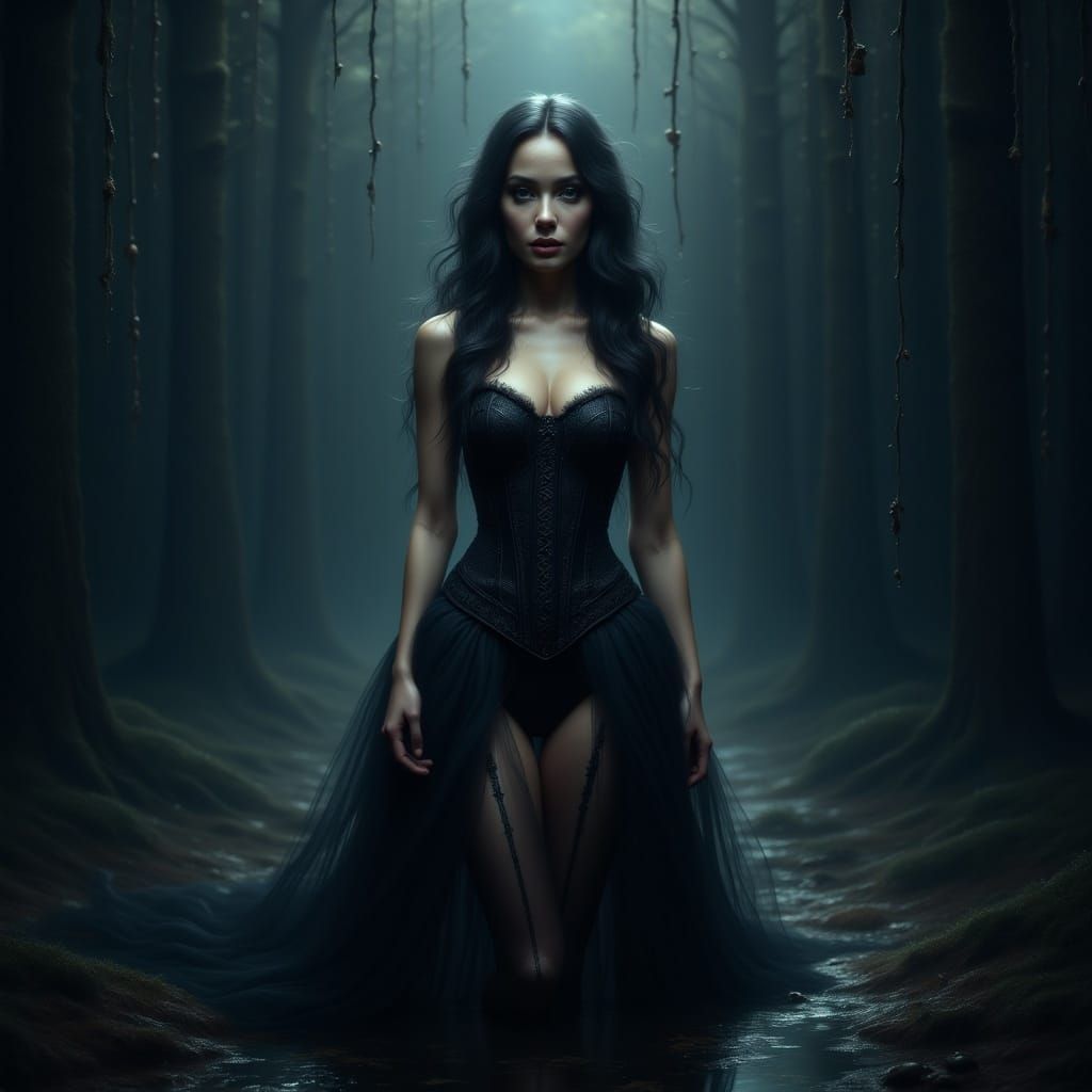 Mystical Woman in Dark Fantasy Style