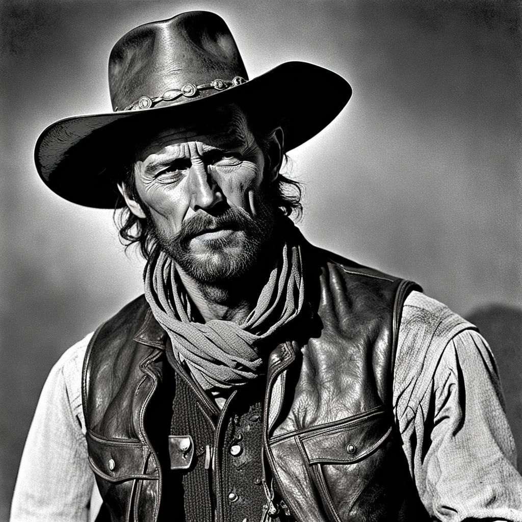 Outlaw Cowboy in the Wild West: Cinematic Film Still