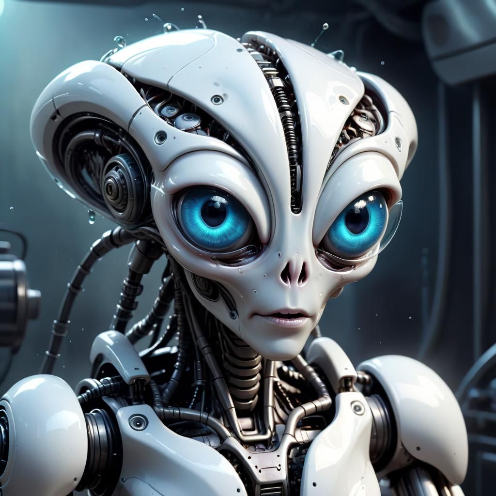 Cartoon Alien Robot in Full View