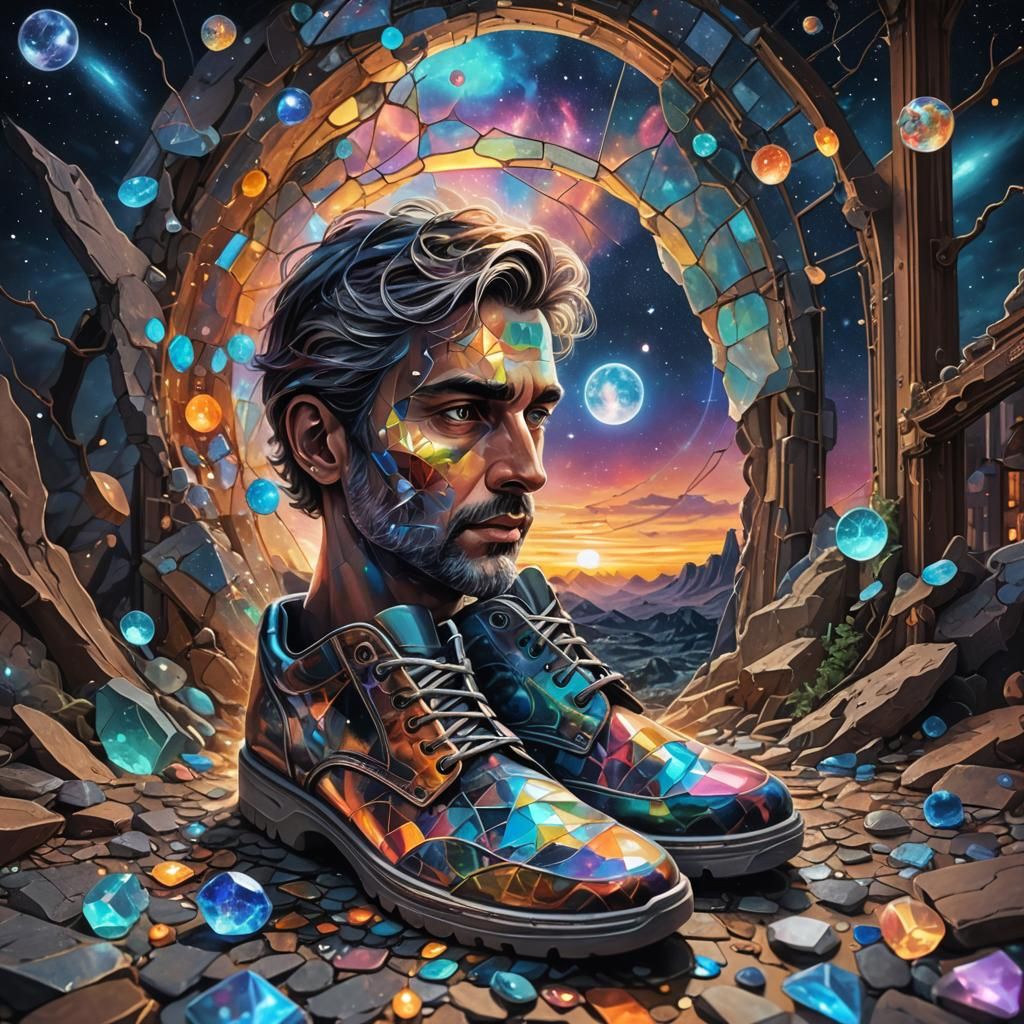 Astral Cosmic Vision: Holographic Mixed Media Art