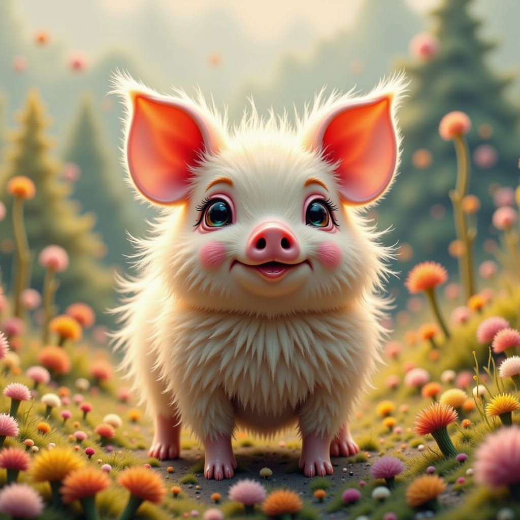 Chimeric Highland Creature in Vibrant Habitat