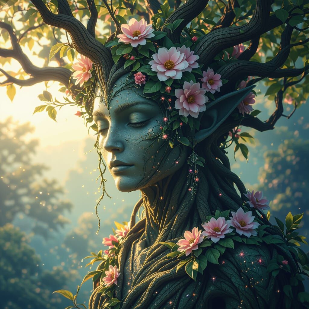 Tree Spirit in Mystical Realism Style