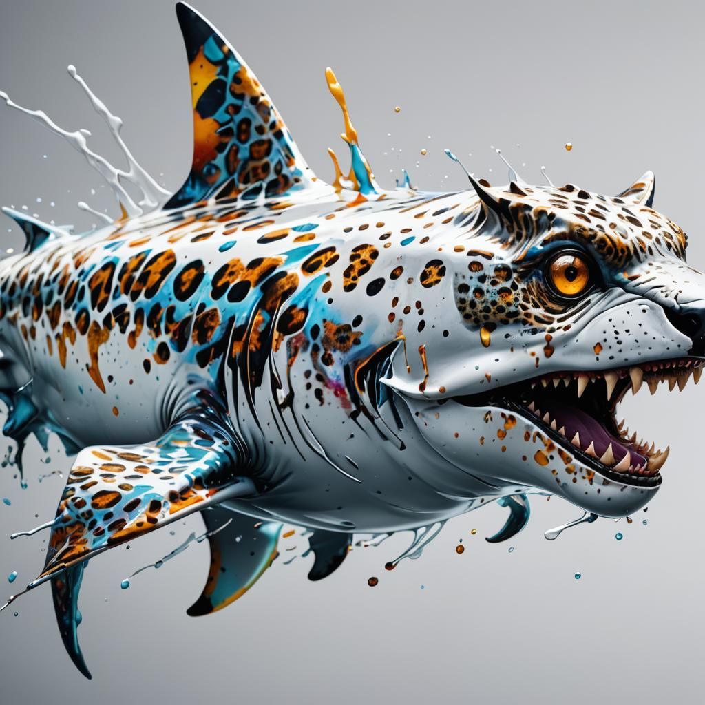 Shark-Cheetah Hybrid Transforms into Car Decal: Splash Art