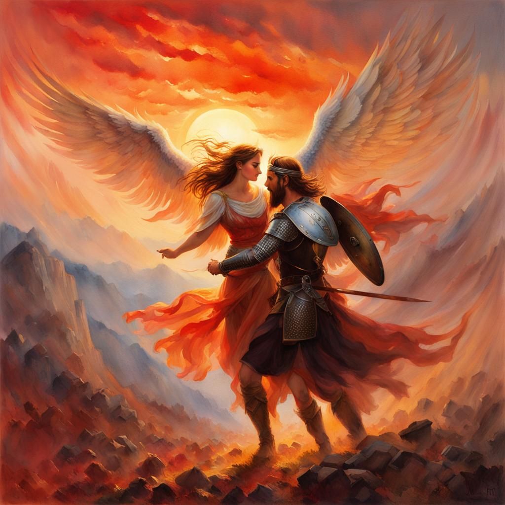 Valkyrie Ascends to Valhalla: Watercolor Impression