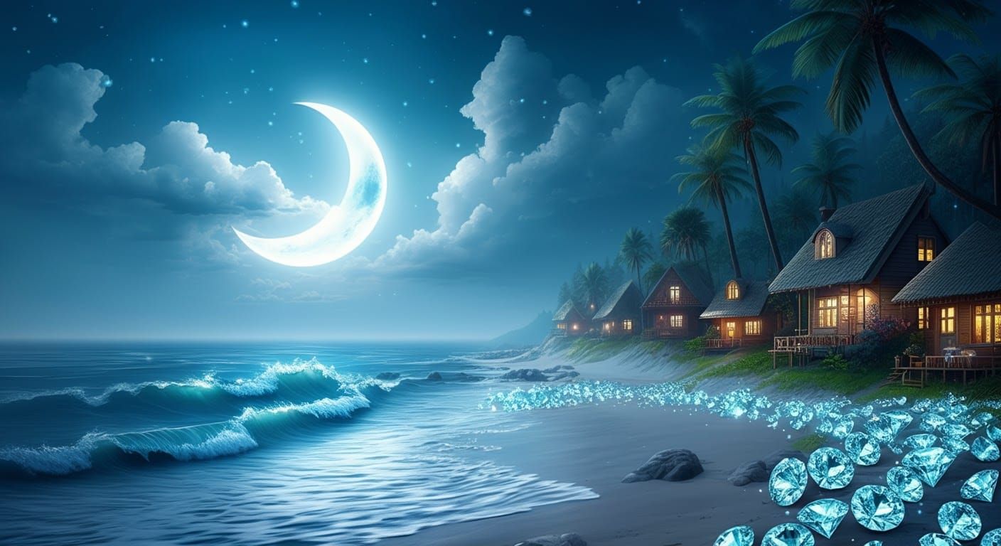 Enchanted Diamond Beach Cottages in Moonlight