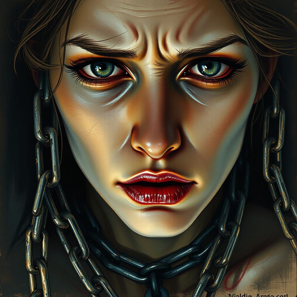 A Woman's Sorrowful Portrait in Ethereal Light